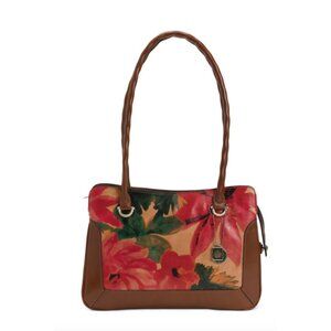 Patricia Nash Malvizza Leather Satchel Spring Floral w 15 Year Anniversary Charm
